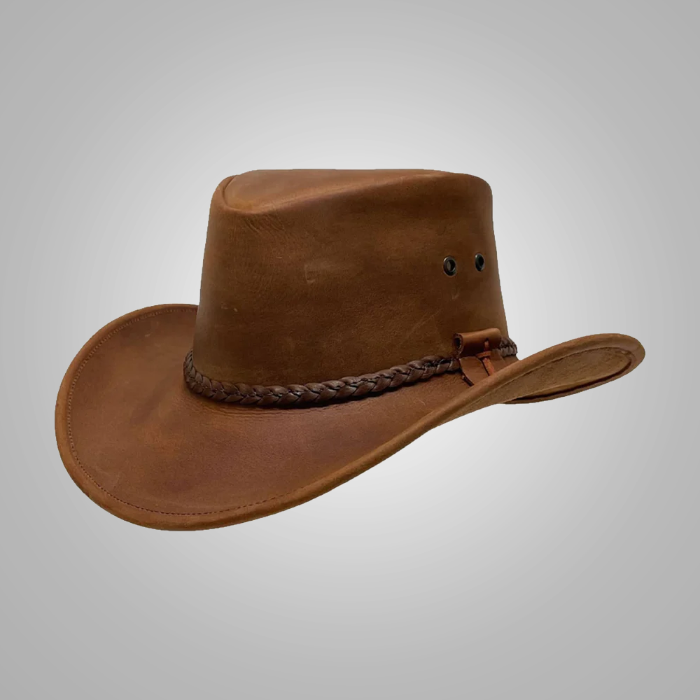 New Women’s Brown Western Style Leather Handmade Cowboy Hat