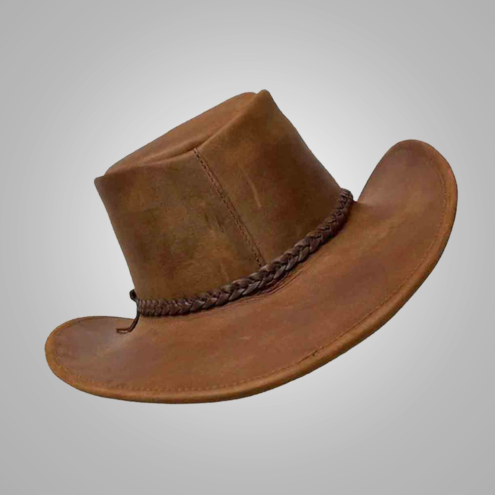 New Men’s Brown Handmade Western Style Leather Cowboy Hat