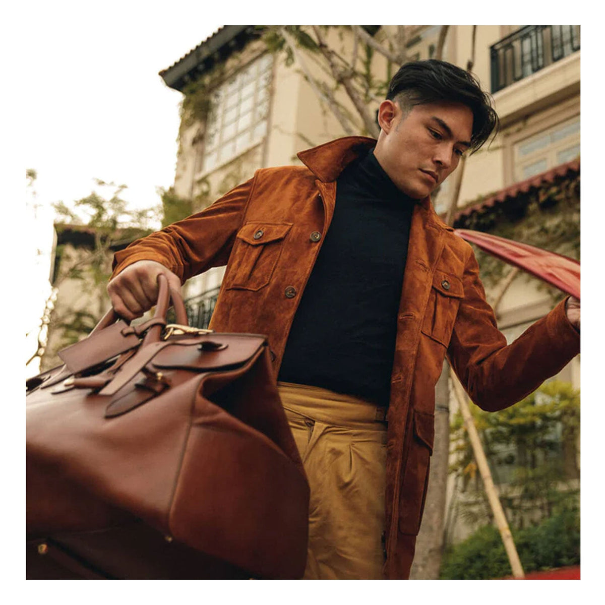 Men's Brown Leather Suede Jacket