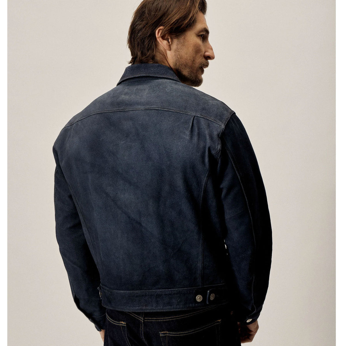 dark blue suede leather jacket
