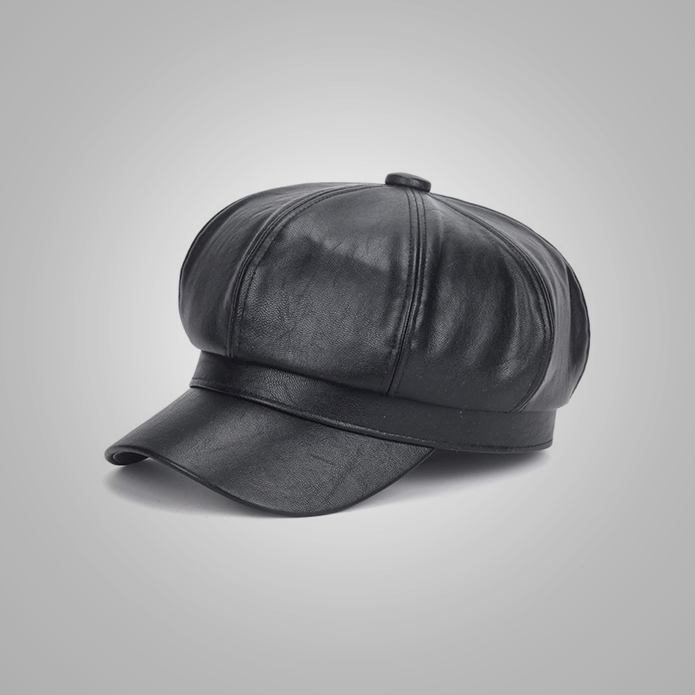 Women's Western Sheepskin Style Leather Handmade Black Hat