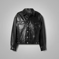 Women's Black Smooth Simple Button Closure Leather Blend Shirt