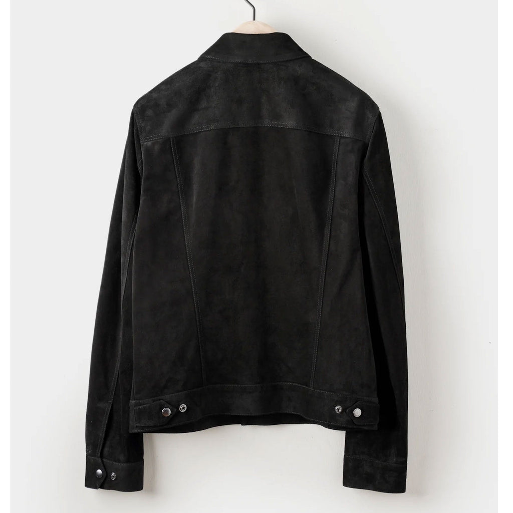 back view of suede leather jacket