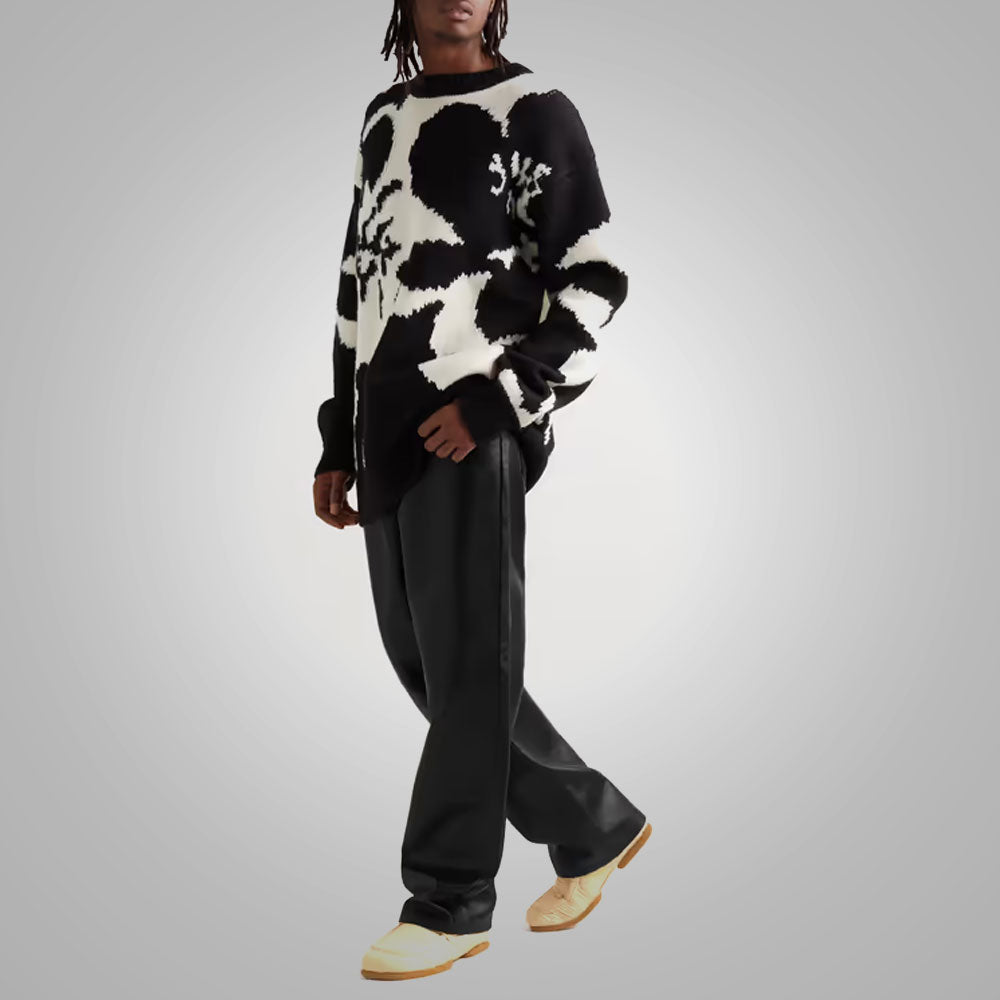 Mens Real Black Sheep Skin Fashion Leather Jeans Pant