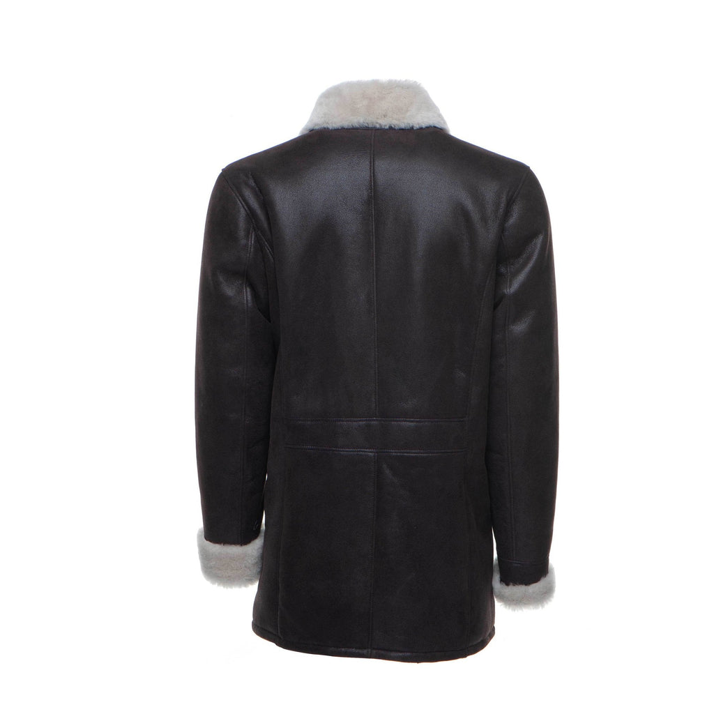 Jozef's 3/4 length brown shearling buttoned coat - Shearling leather