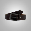 Men New Coffe Leather Belt With Thread Edging