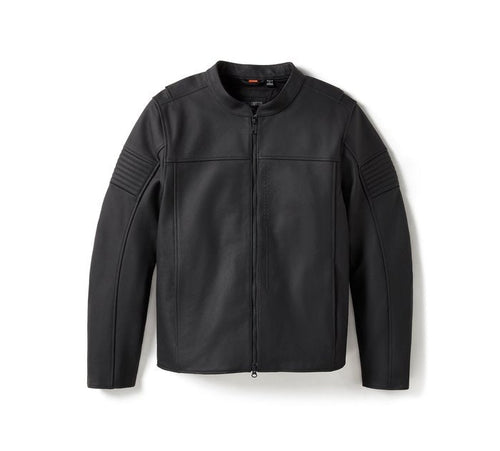 Harley Black leather jacket on a white background