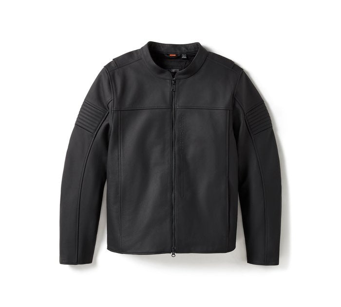 Harley Black leather jacket on a white background