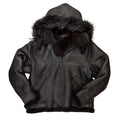 B-3 Black Hooded Bomber Jacket - Shearling leather