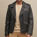 Men's Asymmetrical Motorcycle Real Leather Biker Riding Jacket