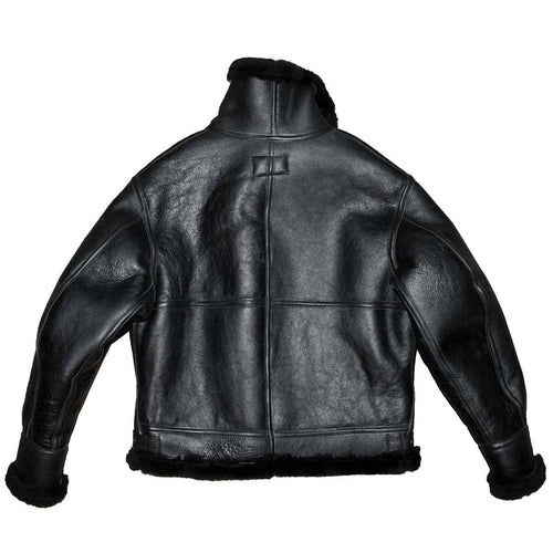 B3 Black Premium Sheepskin Leather Jacket - Shearling leather