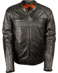 Men's Black Quilted Pattern Scooter Motorbike Riding Biker Leather Jacket