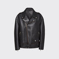 women's black leather biker jacket