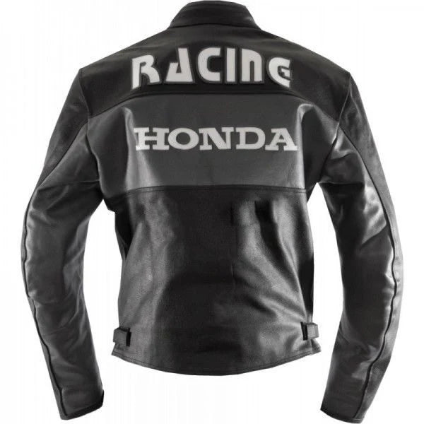 Black Honda Racing Motorcycle Leather Jacket