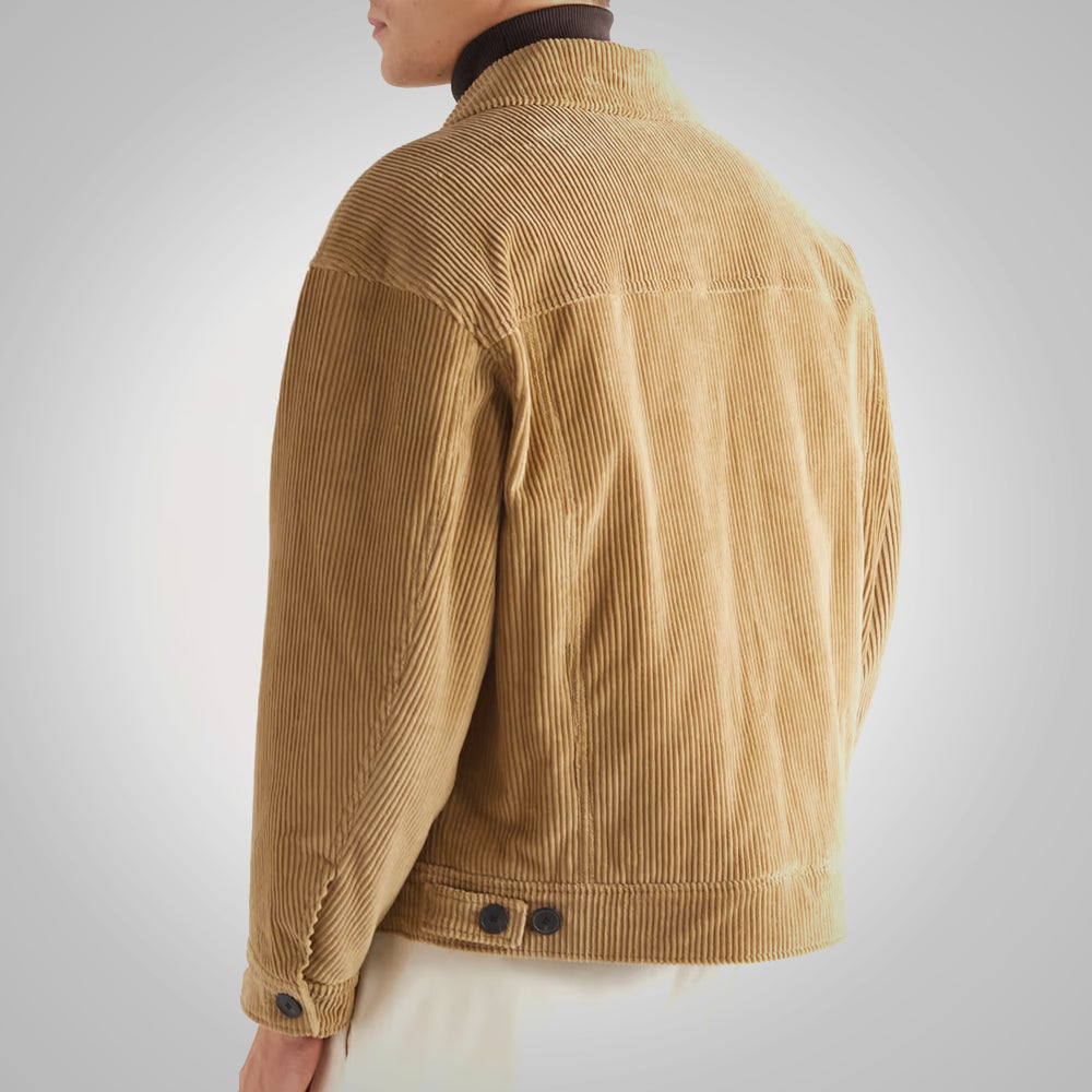 Brown Mens Perfect Fit Corduroy Trucker Jacket