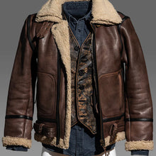 Load image into Gallery viewer, Brown Sheepskin Jacket For Men with sherpa lining
