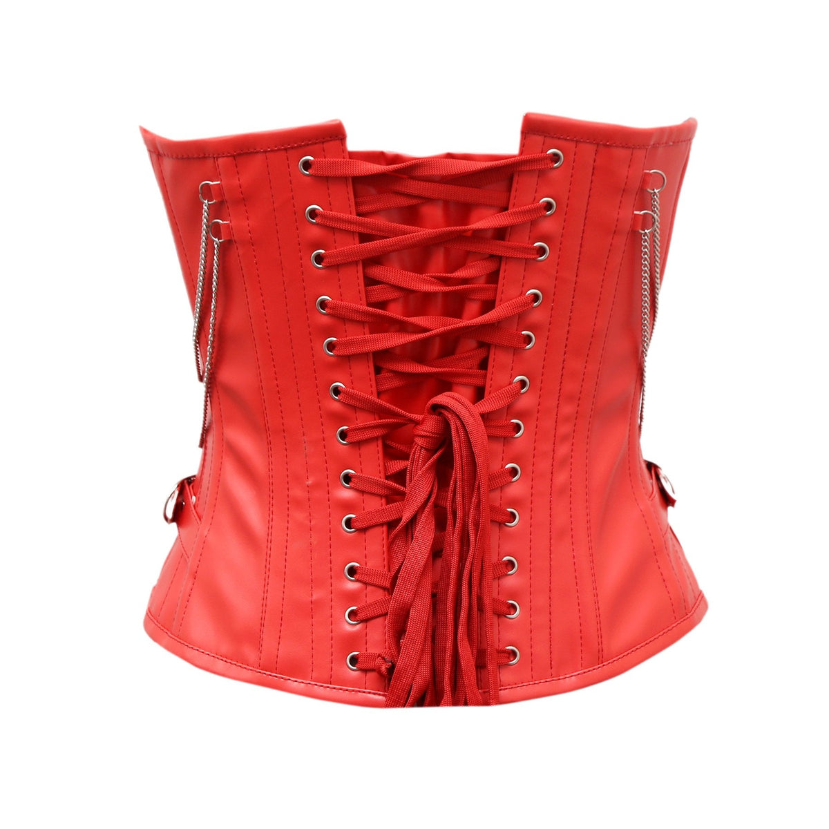 Cates Overbust Corset In Red Sheep Nappa Leather - Shearling leather