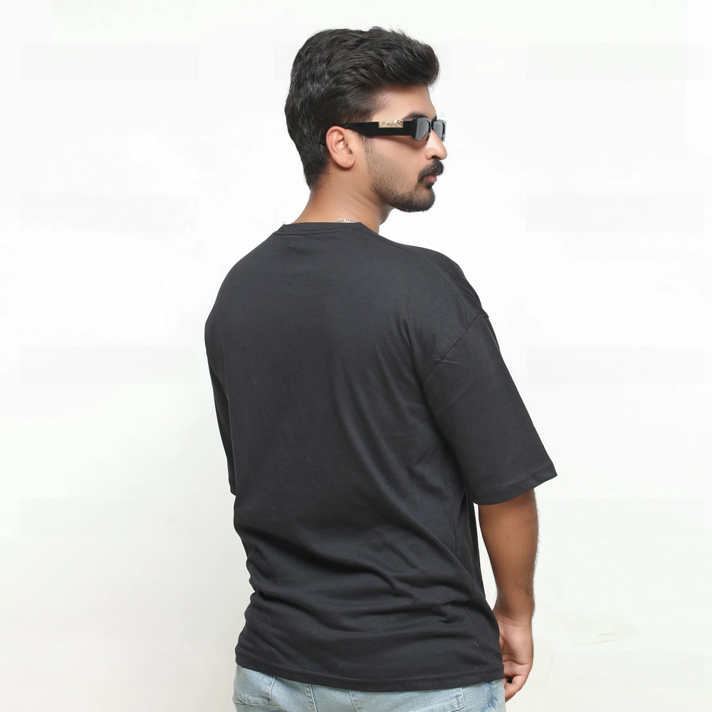Premium Black Printed Relax Fit T-Shirt