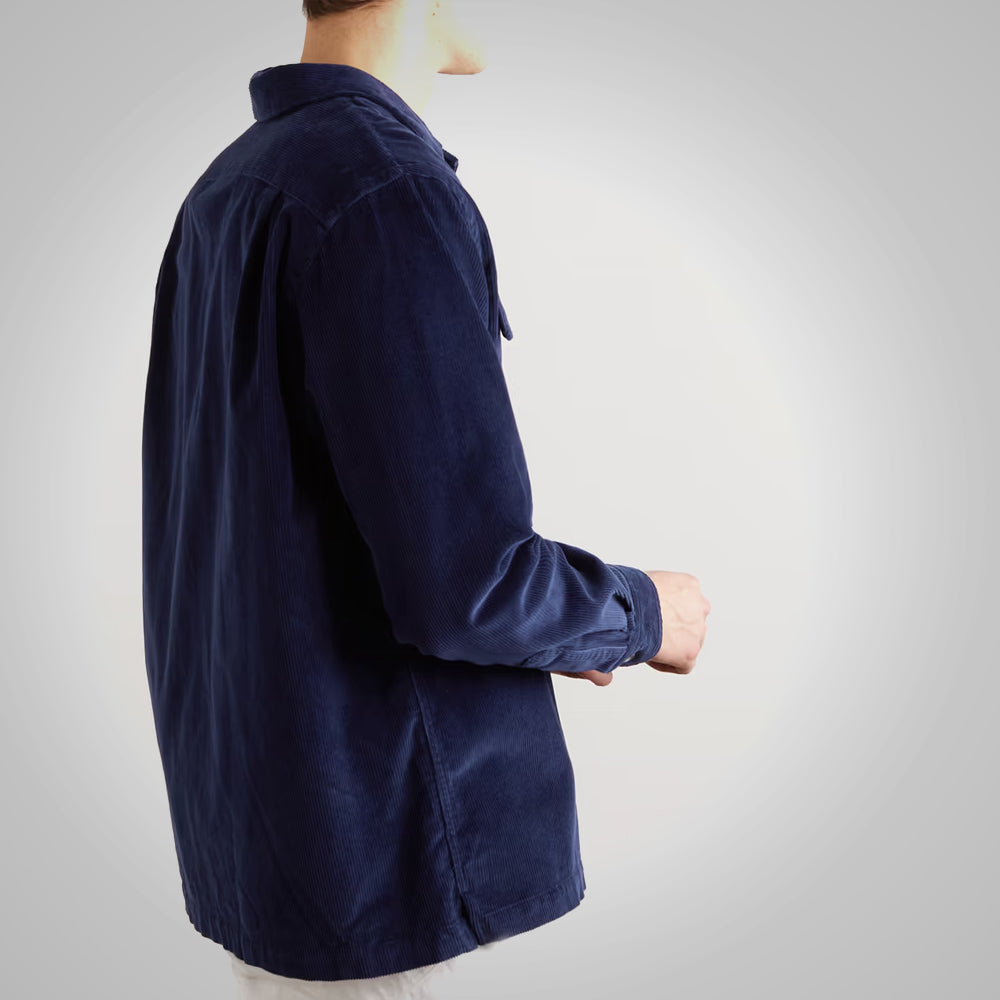 Dark Blue Corduroy Jacket For Mens