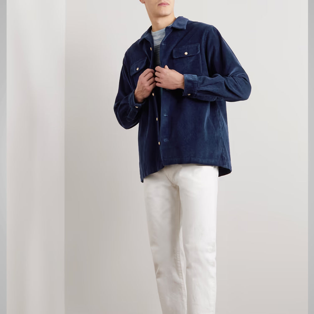 Dark Blue Corduroy Jacket For Mens