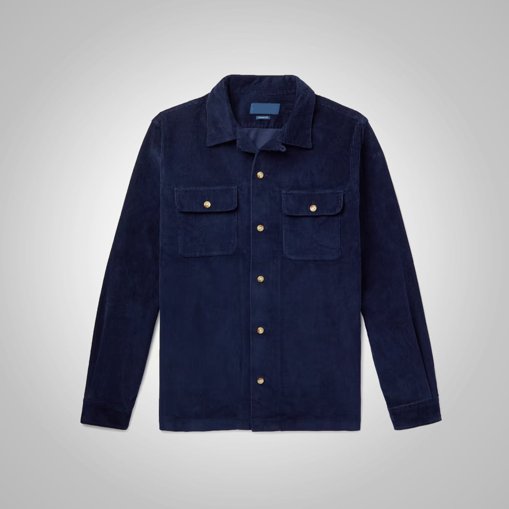Dark Blue Corduroy Jacket For Mens