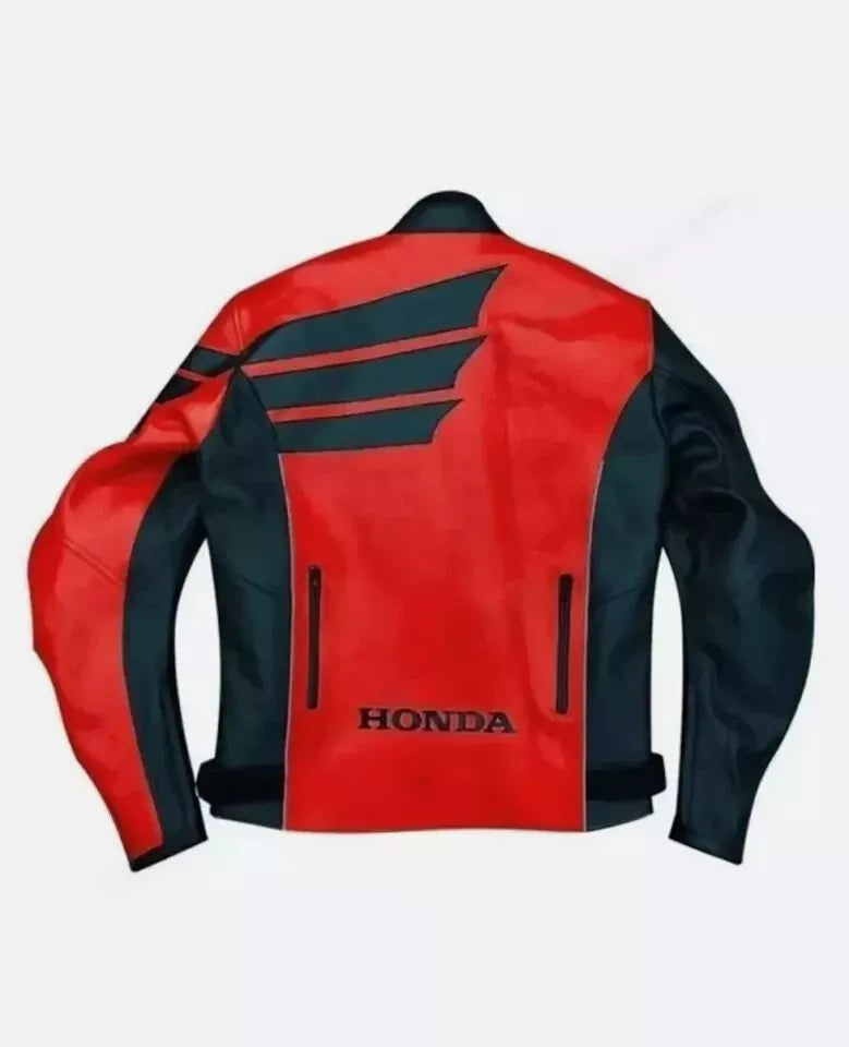 Honda Motorbike Riding Cowhide Genuine Leather Jacket