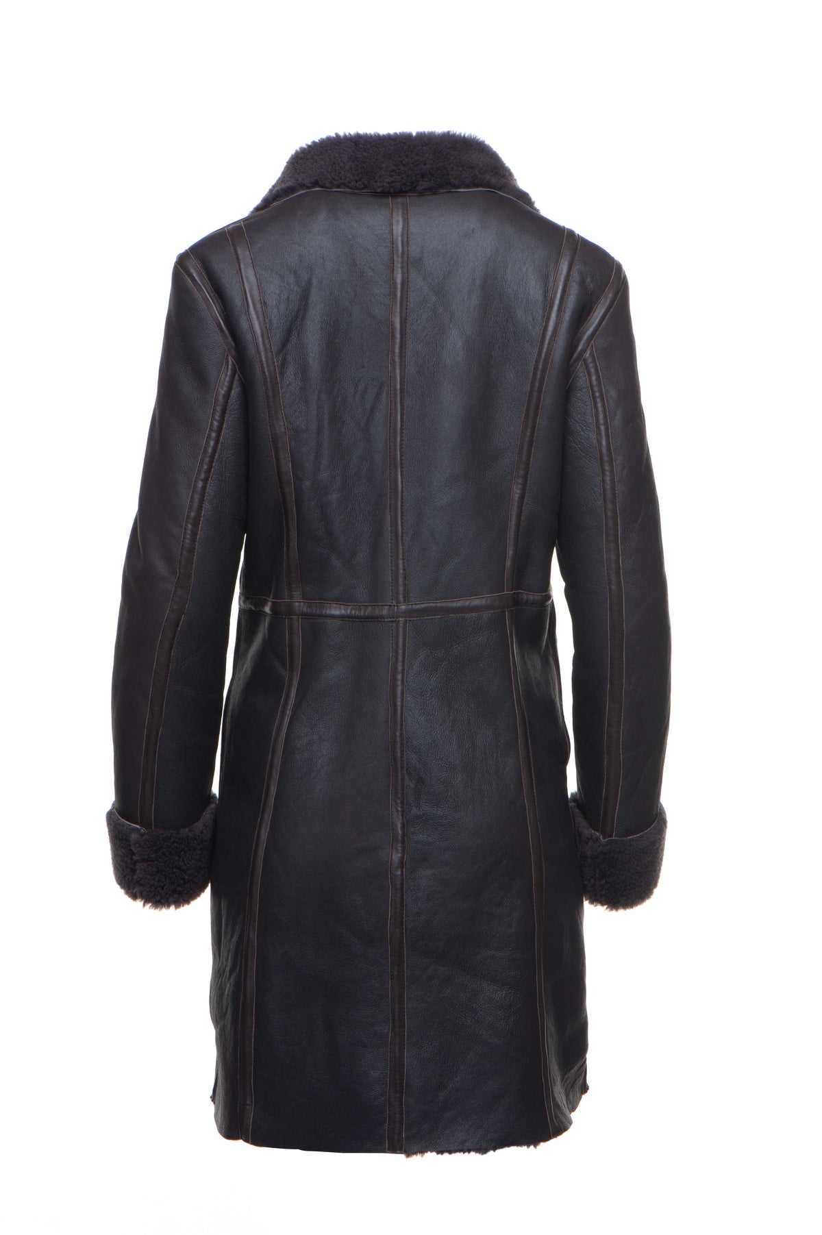 Shaunna's buttoned 3/4 length shearling coat - Shearling leather