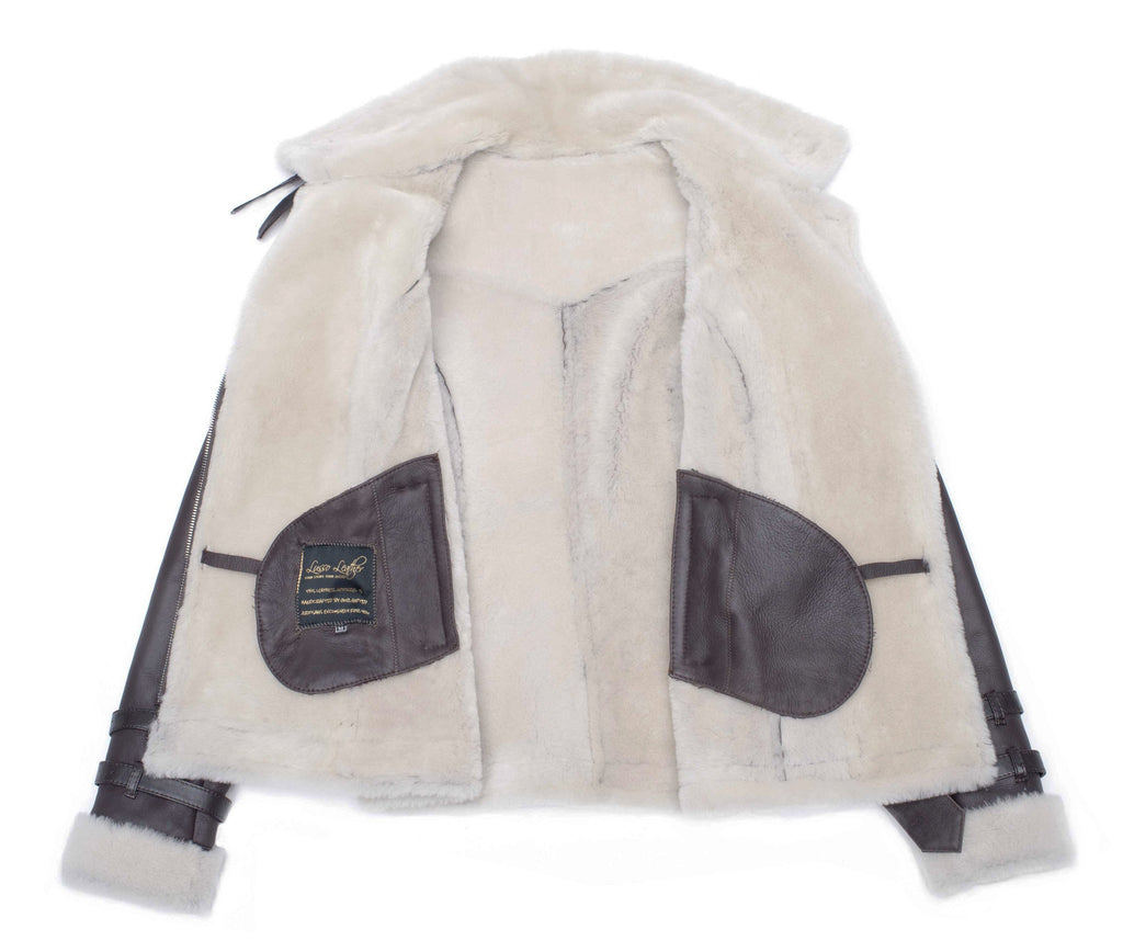 Jayne's Sheepskin Brown Biker Shearling Jacket - Shearling leather