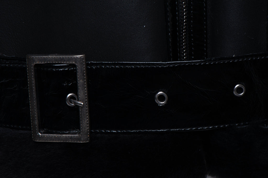 Tasha's Black Sheepskin Shearling B-3 Bomber Style Jacket - Shearling leather
