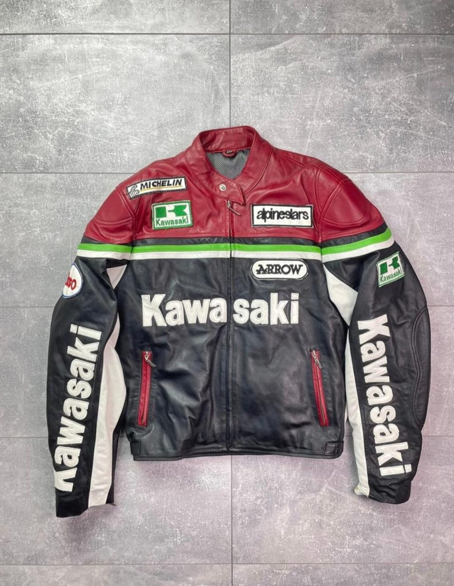 Trending Cowhide Kawasaki Motorcycle Racing Leather Jacket 5XL