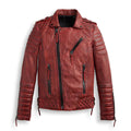 Men Red Biker Leather Motorbike Riding Motorcycle Jacket