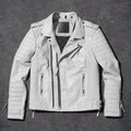 Men White Pearl Biker Leather Motorcycle Jacket