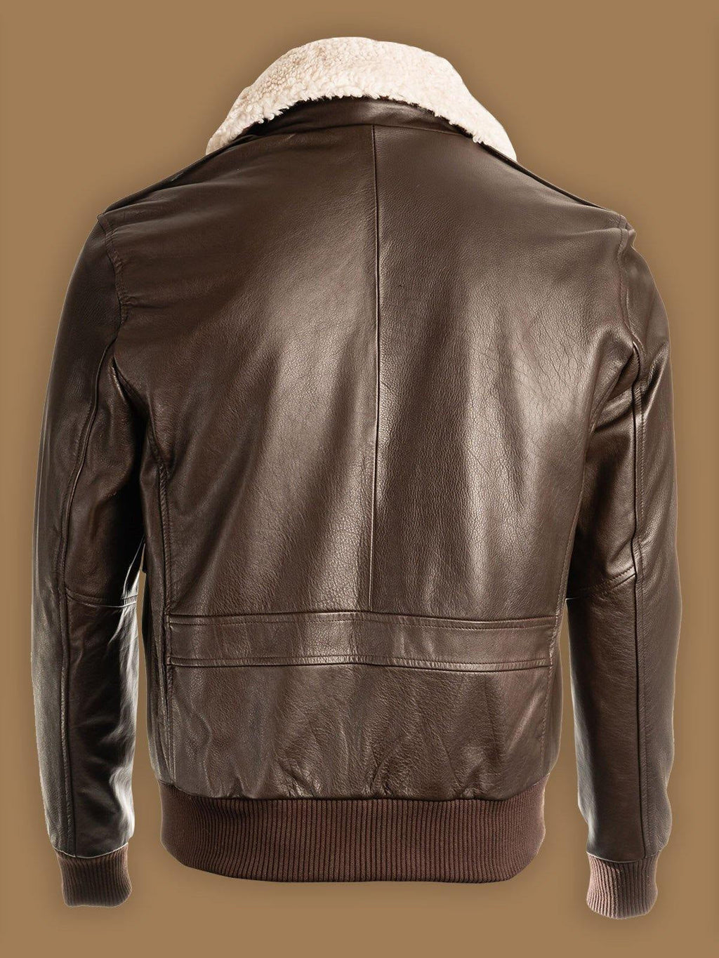 Men Brown Pilot Shearling Bomber Leather Jacket - Shearling leather