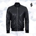 Men Biker Bomber Jacket - Shearling leather