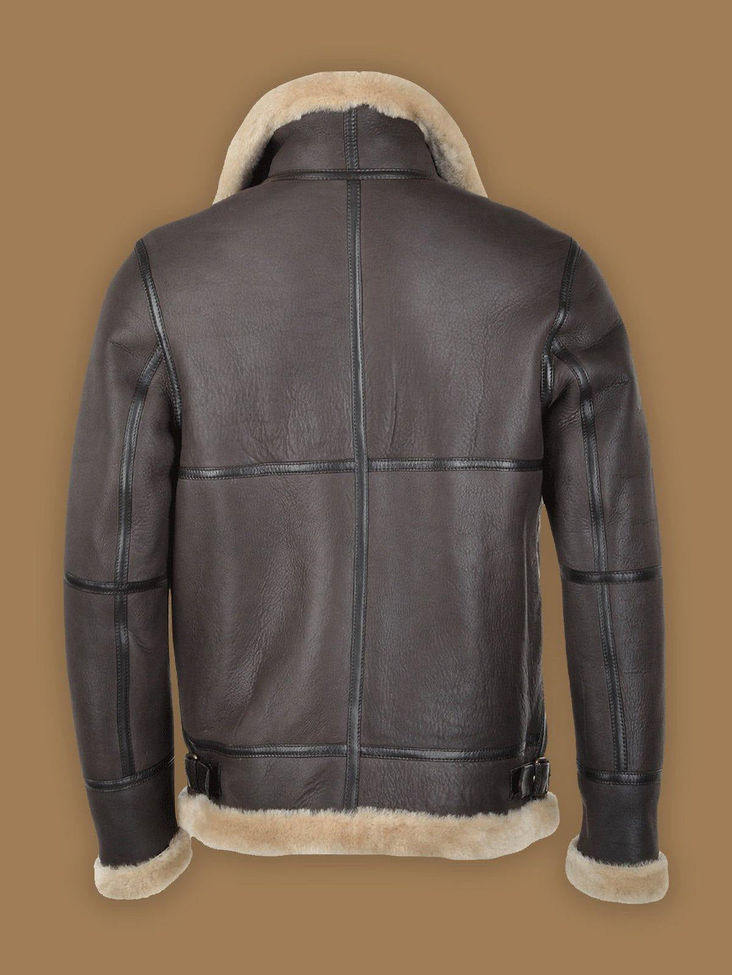 Men Dark Brown RAF Shearling Bomber Leather Jacket - Shearling leather