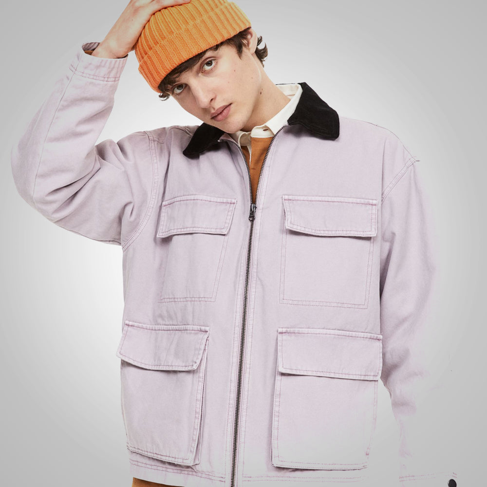 Men's Purple Over Trucker Style Corduroy Jacket