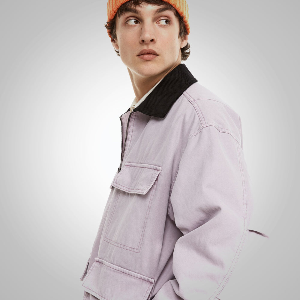 Men's Purple Over Trucker Style Corduroy Jacket