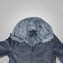 Load image into Gallery viewer, Men&#39;s Black Shearling Jacket Coat in Flight Aviation Style - Cold Inferno
