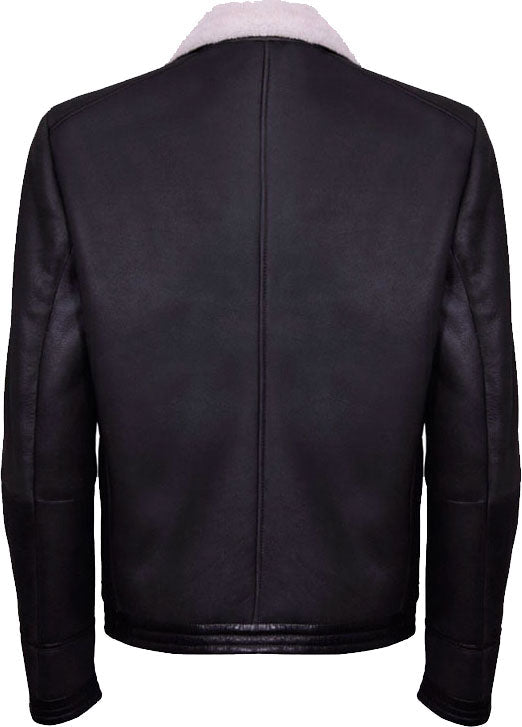 Mens Brown Soft Aviator Leather Jacket With Fur - Shearling leather