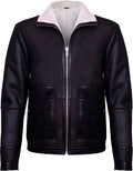 Mens Brown Soft Aviator Leather Jacket With Fur - Shearling leather