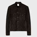 Mens Black Suede Leather Trucker Styled Jacket