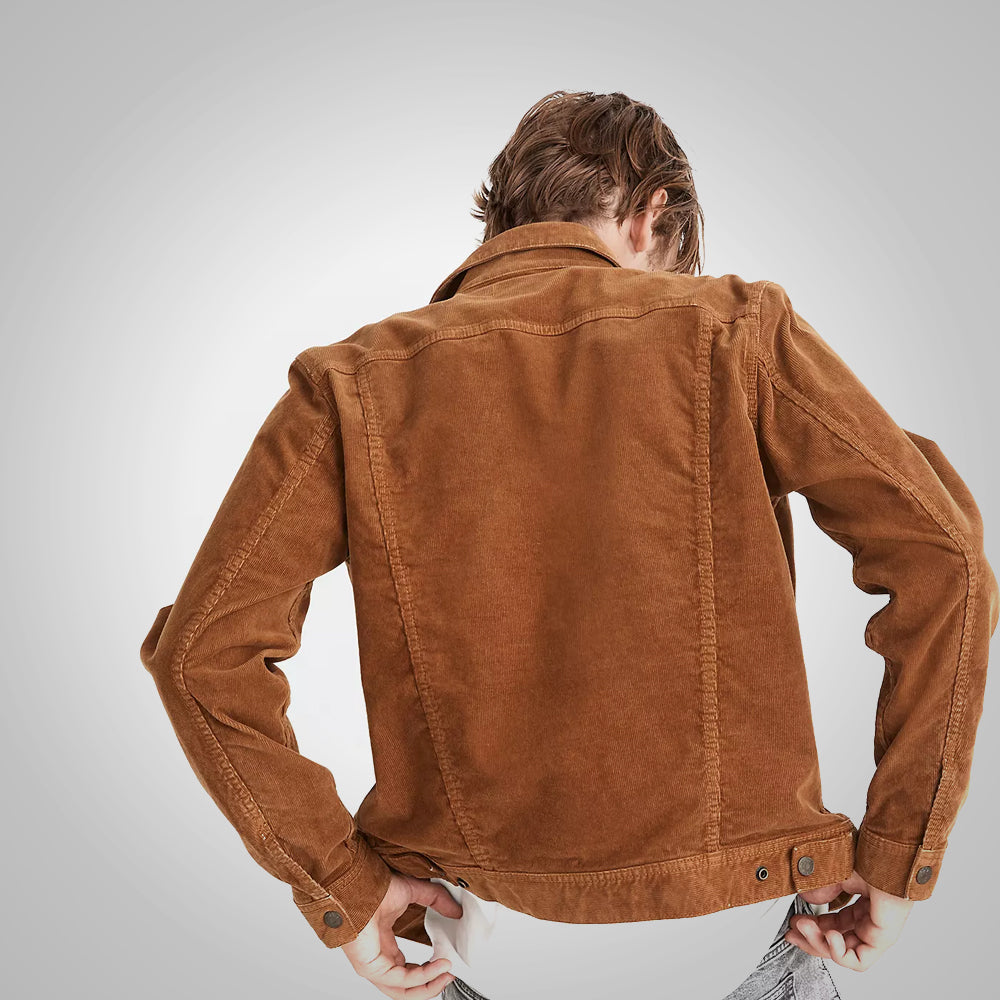 Mens Brown Corduroy Trucker Jacket
