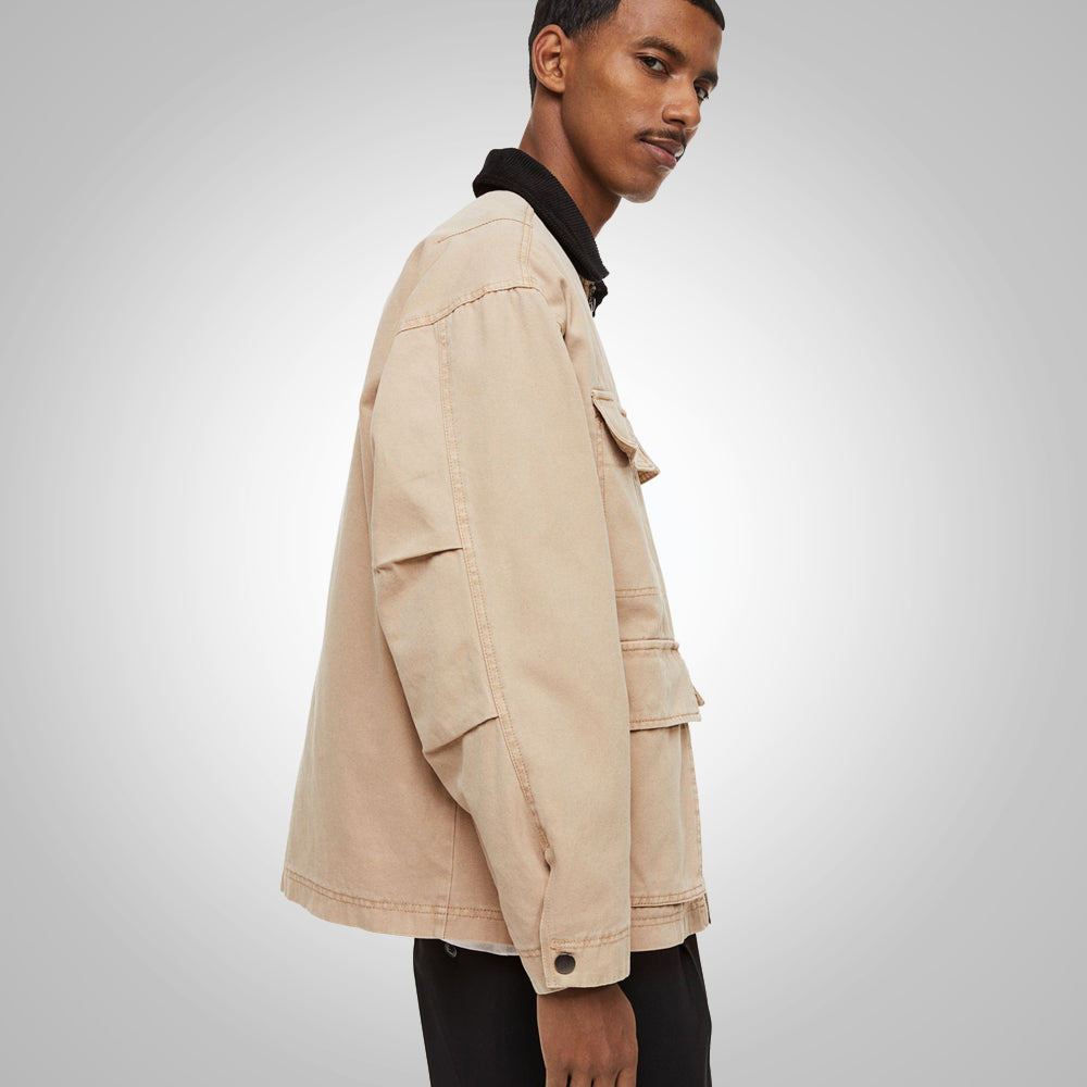 Mens Khaki Oversized Corduroy Jacket