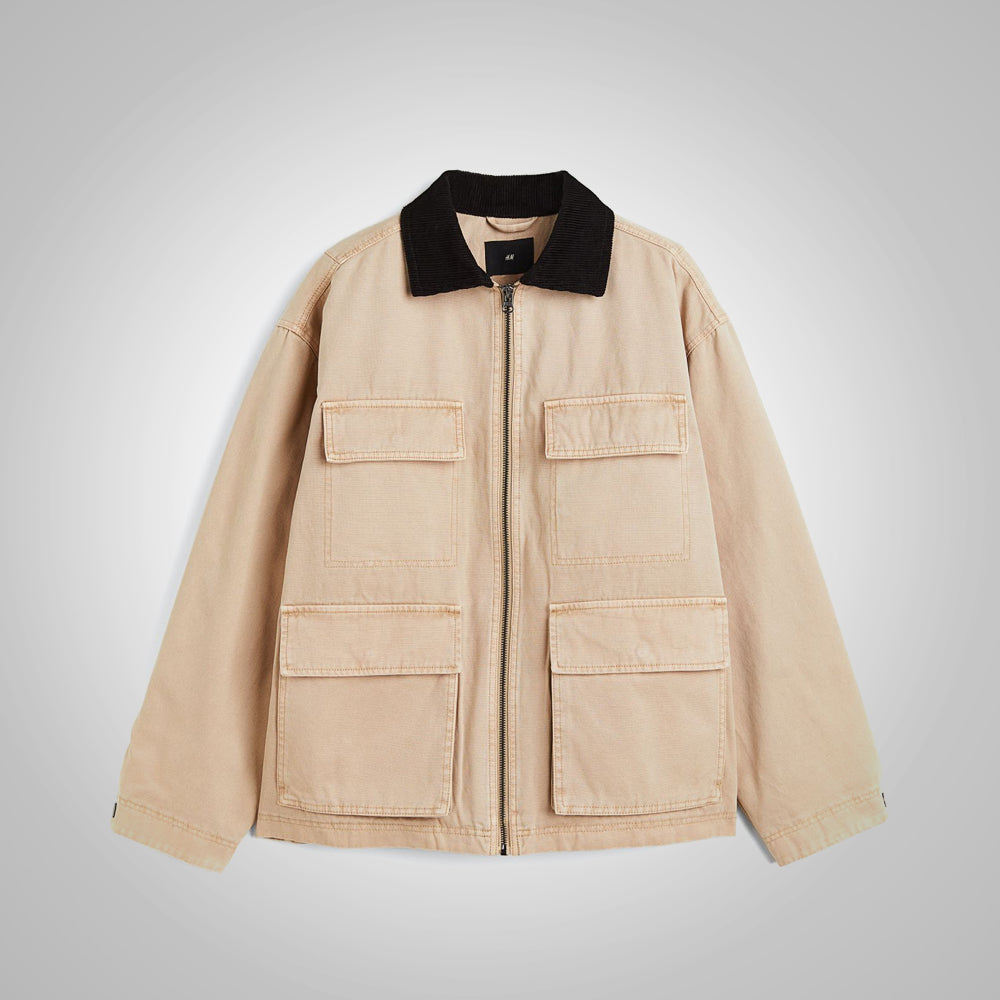 Mens Khaki Oversized Corduroy Jacket