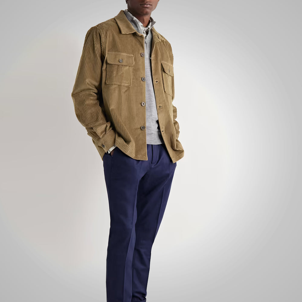 Mens Light Brown Corduroy overshirt style Jacket