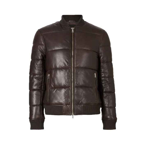 BOWEN LEATHER PUFFER BOMBER JACKET - Shearling leather