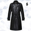 Sheepskin Men Long Leather Trench Coat - Shearling leather