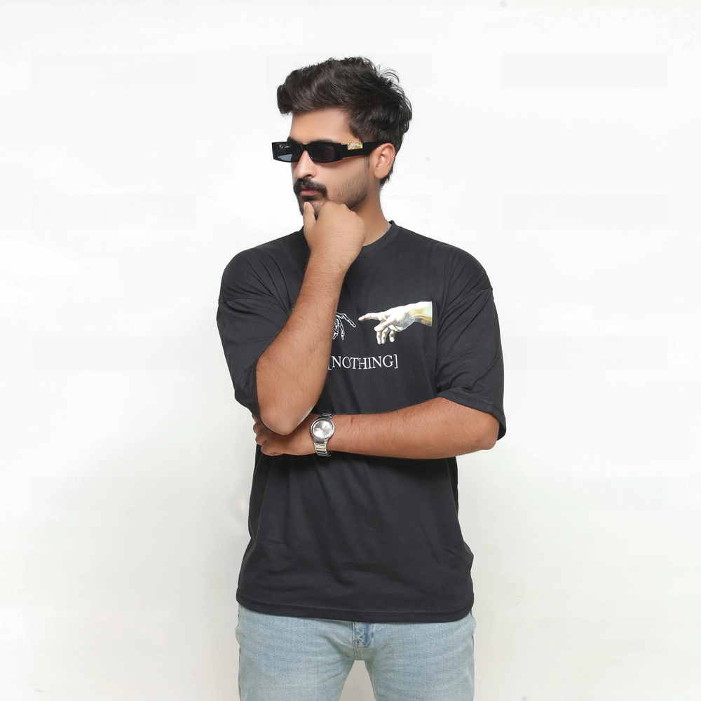 Premium Black Printed Relax Fit T-Shirt