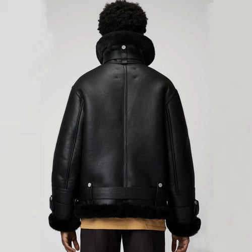 black shearling jacket