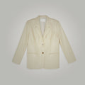 Womens Cream Goatskin Leather Blazer Coat